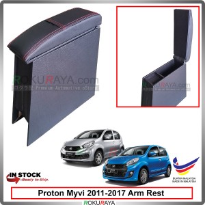 Perodua Myvi (2nd Gen) 2011-2017 4' Plywood PVC Armrest Center Console Box (Sponge+Redline)